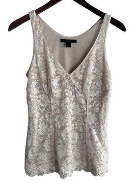 Express Cream Lace V-Neck Tank Top